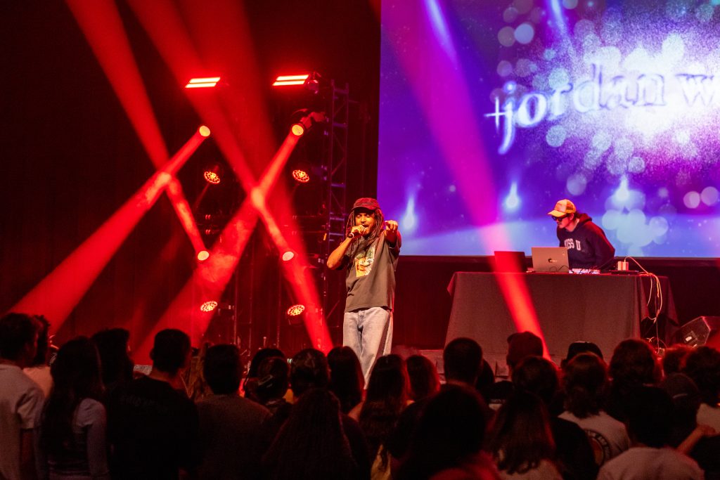 Man performs on stage