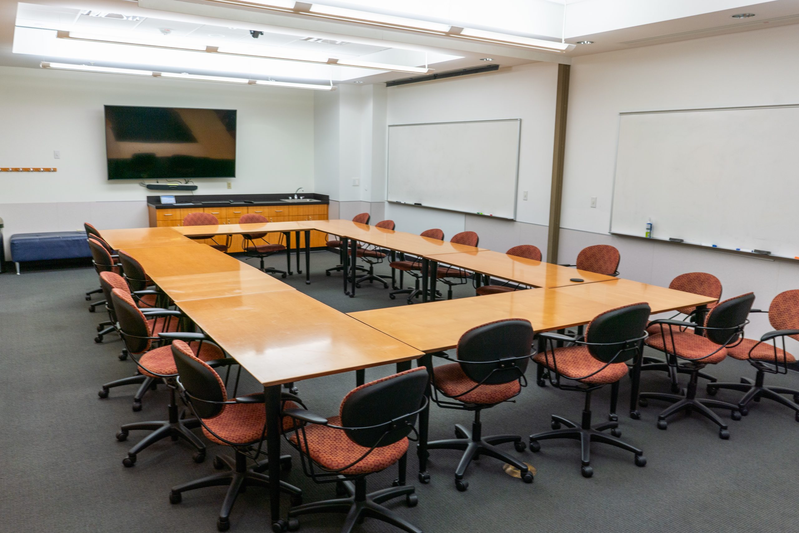 Meeting room with table and chairs