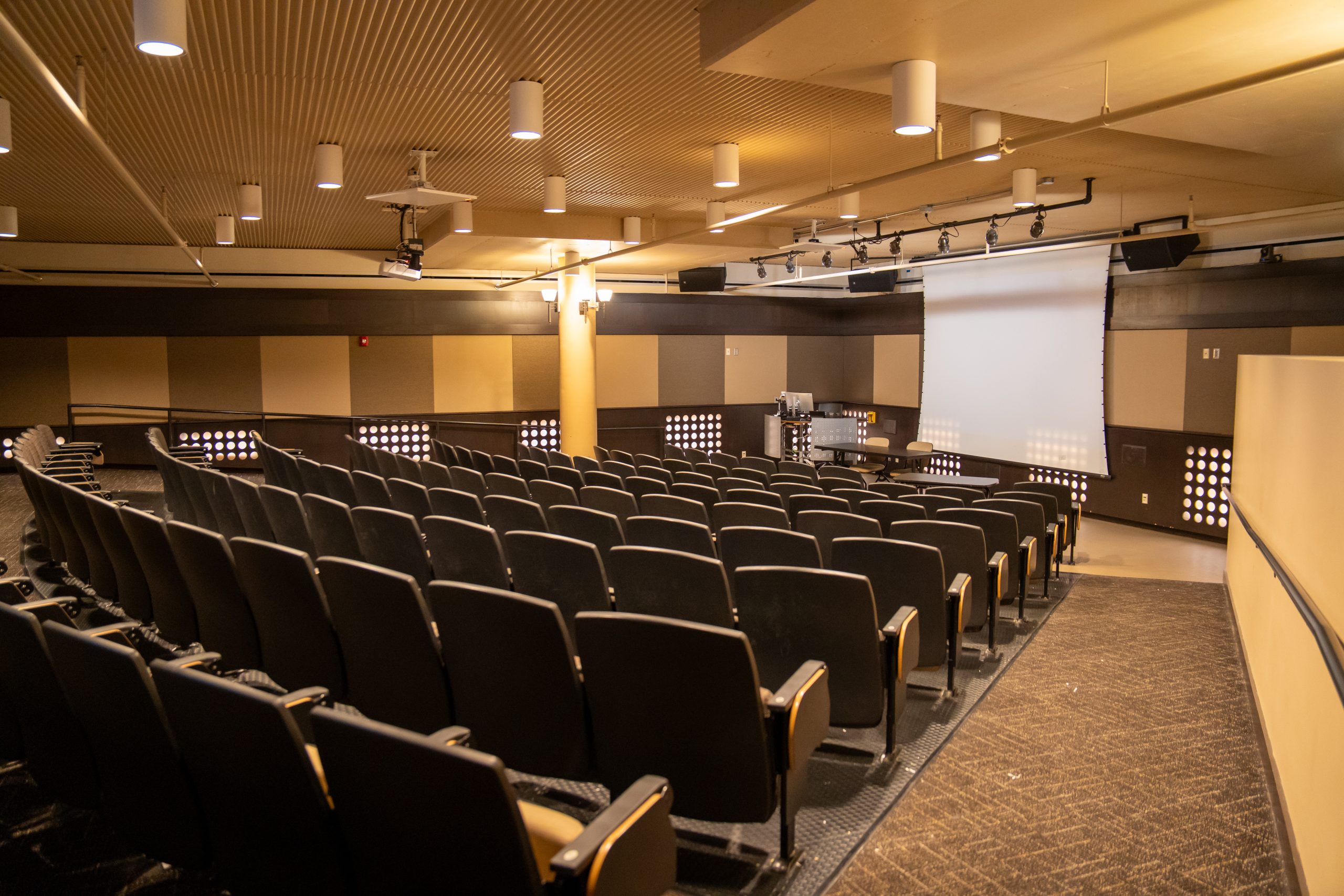Leadership Auditorium with chairs and a projector