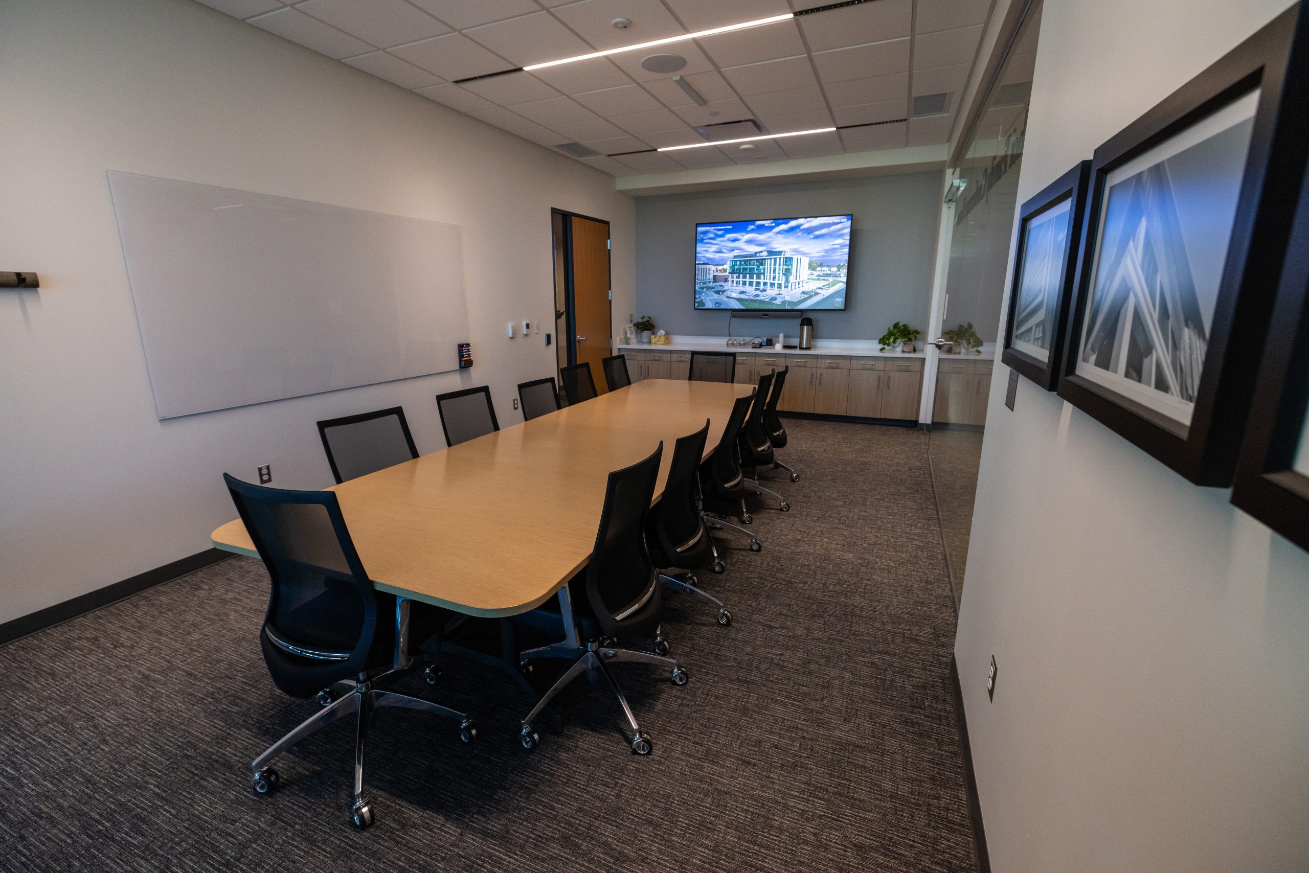 Conference room with table and chairs