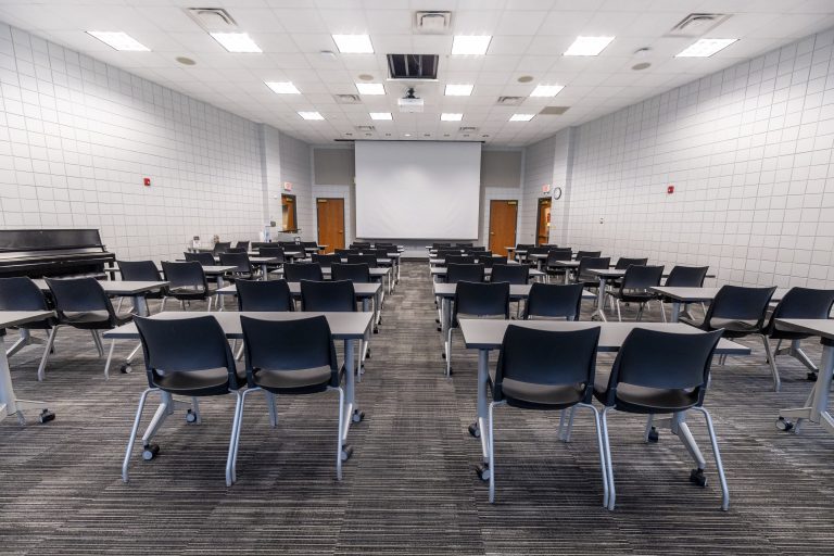 Multipurpose room with chairs and tables