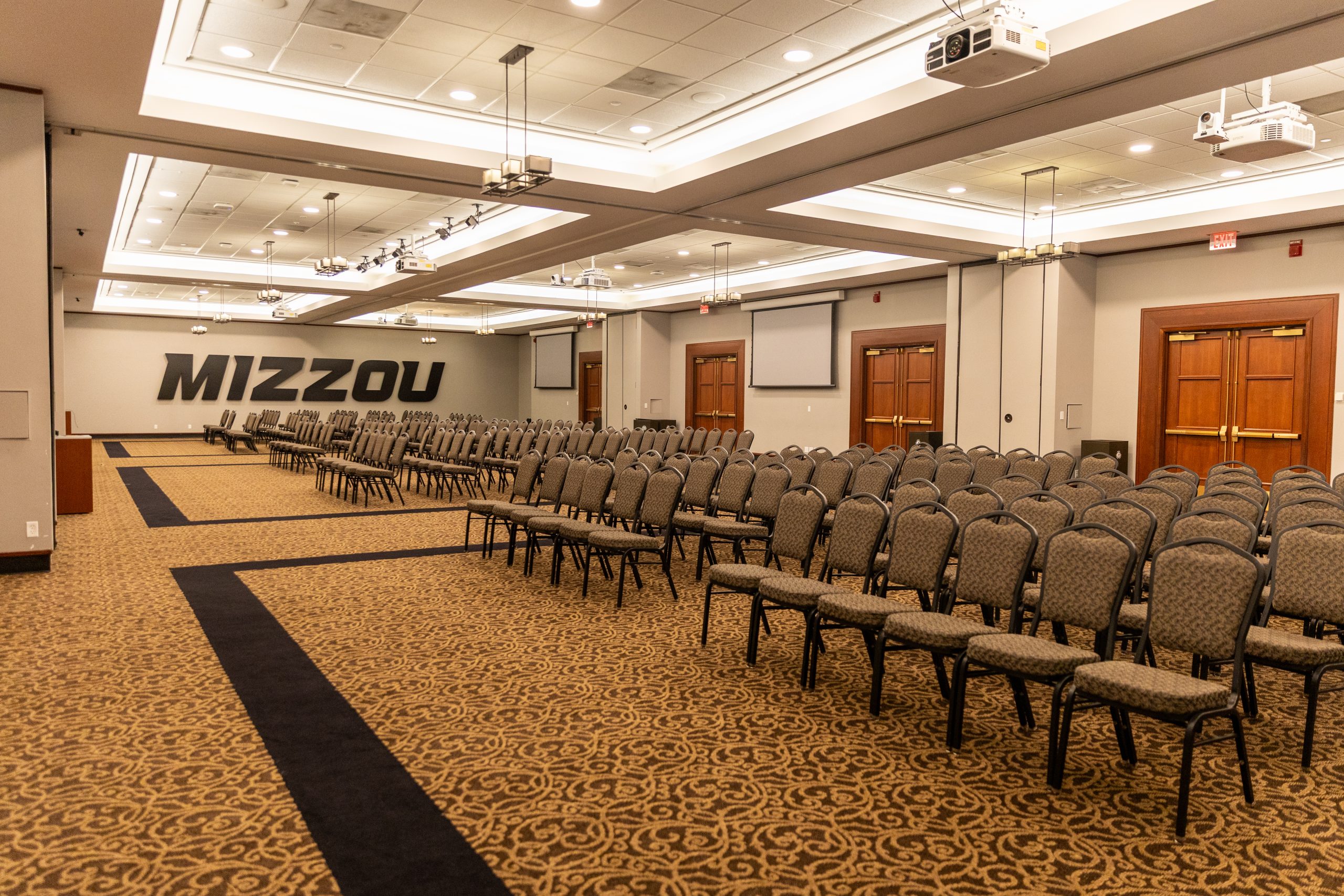 Columns Ballroom in Reynolds Alumni Center set up with chairs