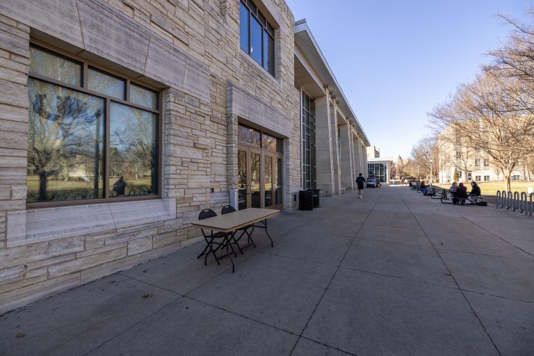 Information tables outside of the student center