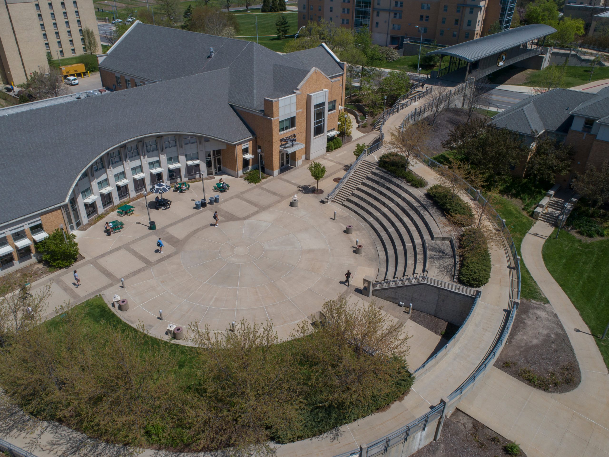 Virginia Amphitheater drone image on Mizzou's campus