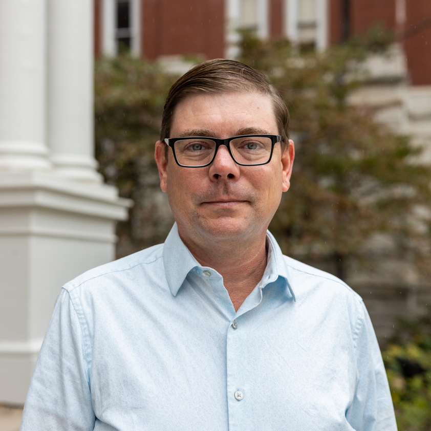 Benjamin Blevins at the Jesse Auditorium exterior